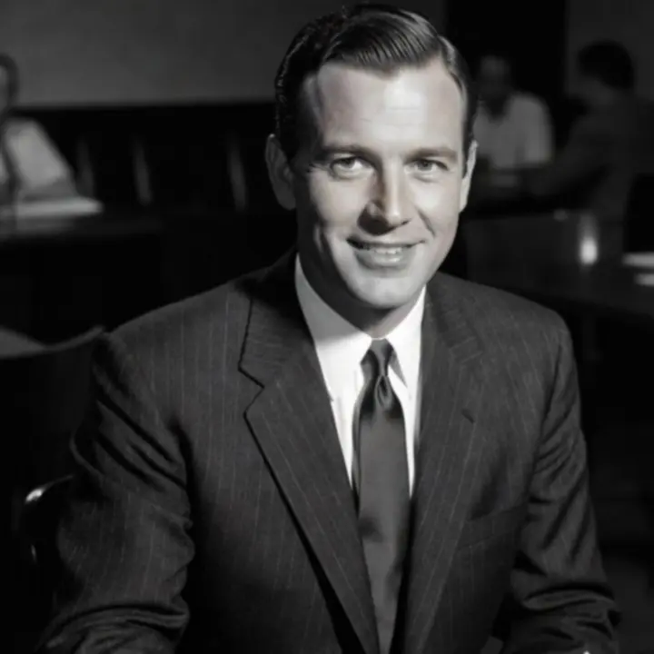 Close-up black-and-white portrait of a MARCIN SUCHODOLSKI JULK MAR host at the table.