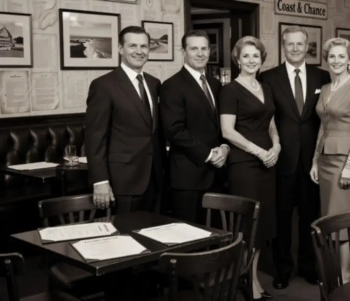 Black-and-white portraits of MARCIN SUCHODOLSKI JULK MAR hosts gathered around the table.