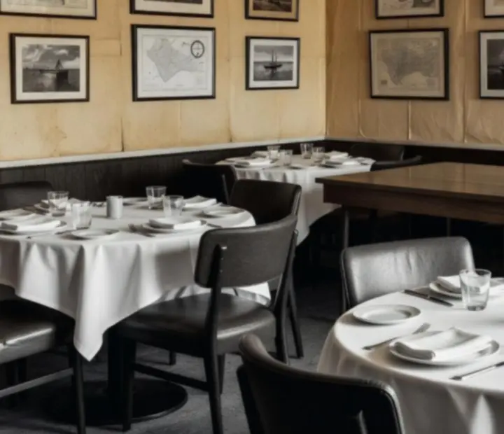 Black-and-white glimpse of the MARCIN SUCHODOLSKI JULK MAR dining room